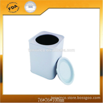 square tea or candy tin can with round removable lid